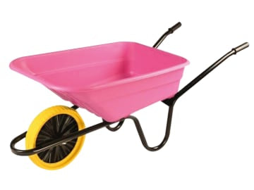 Boxed 90L Pink Polypropylene Wheelbarrow - Puncture Proof                       