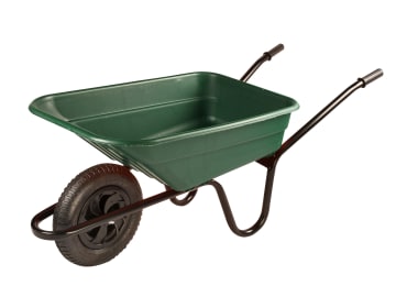 90L Shire Polypropylene Green Wheelbarrow - Pneumatic                           