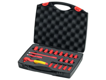 Insulated 1/4in Ratchet Wrench Set, 21 Piece (inc. Case)                        