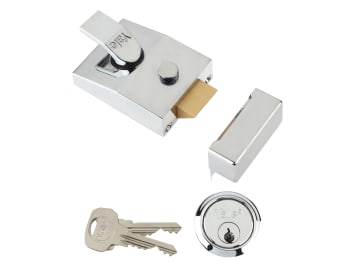 89 Deadlock Nightlatch 60mm Backset Chrome Finish Box                           