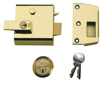 P1 Double Security Nightlatch 60mm Backset Brasslux Finish Visi                 