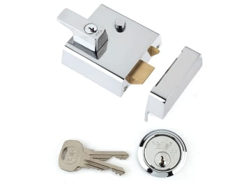 P1 Double Security Nightlatch 60mm Backset Chrome Finish Visi                   