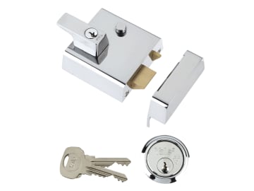 P2 Double Security Nightlatch 40mm Backset Chrome Finish Visi                   