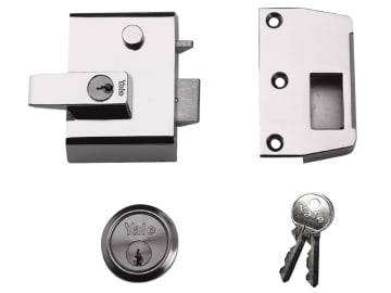P2 Double Locking Nightlatch 40mm Backset DMG/PB Finish Visi                    