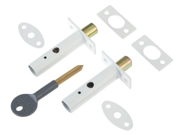 PM444 Door Security Bolts White Finish Visi of 2                                