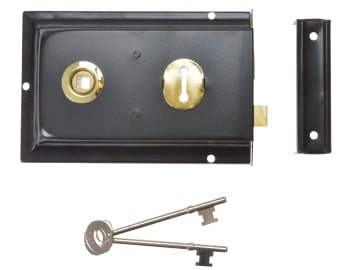 P334 Rim Lock Black Finish 156 x 104mm Visi                                     