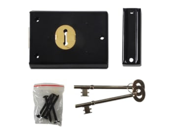 P402 Rim Lock Black Finish 102 x 76mm Visi                                      