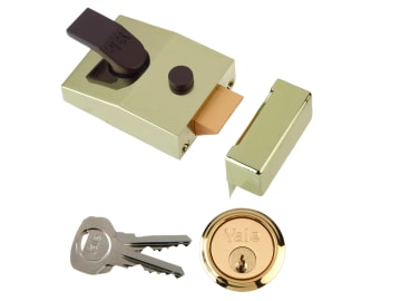 P89 Deadlock Nightlatch 60mm Backset Brasslux Finish Visi                       