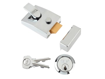 P89 Deadlock Nightlatch 60mm Backset Chrome Finish Visi                         