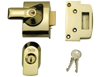 BS2 Nightlatch British Standard Lock 40mm Backset Brasslux Finish Visi          