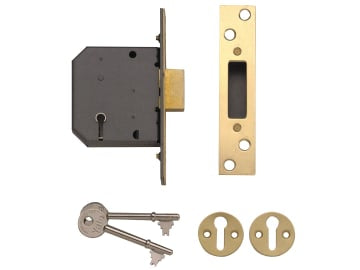 PM552 5 Lever Mortice Deadlock 67mm 2.5in Polished Brass                        