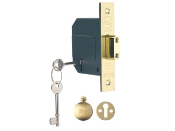 PM562 Hi-Security BS 5 Lever Mortice Deadlock 68mm 2.5in Polished Brass         