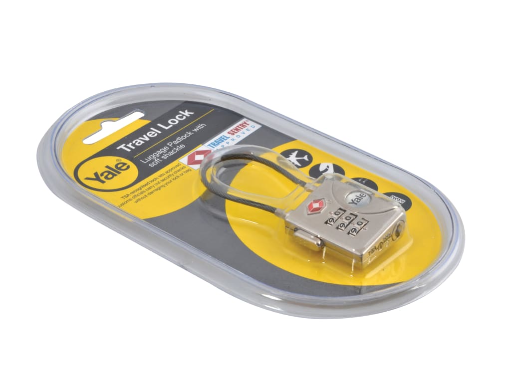 Yale travel lock in packaging on a white background