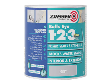 Bulls Eye® 1-2-3 Plus Primer, Sealer & Stain Killer Grey 1 litre                