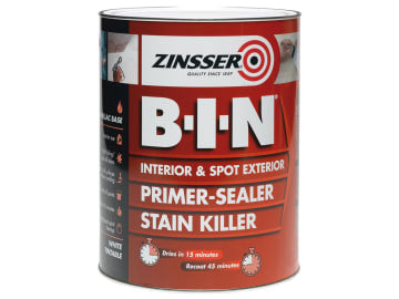 B.I.N® Primer, Sealer & Stain Killer Paint White 1 litre                        