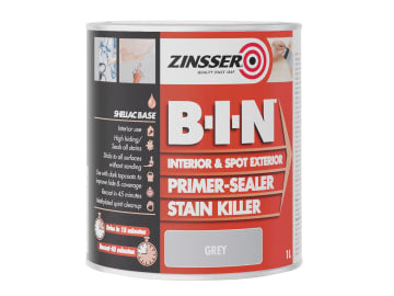B.I.N® Primer, Sealer & Stain Killer Paint Grey 1 litre                         