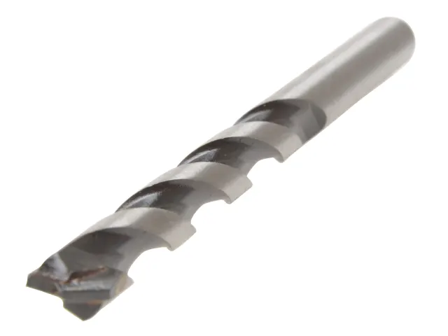 Metal drill bit on a white background