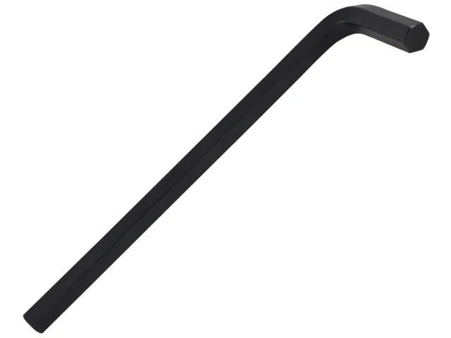 Black hex key wrench on a white background