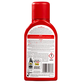 Red bottle with a label on a white background