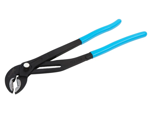 Black and blue pliers on a white background