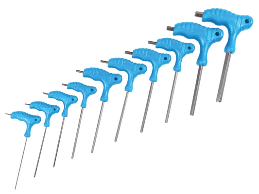 Set of blue hex keys on a white background