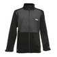 Black and gray jacket with a brand logo on a white background
