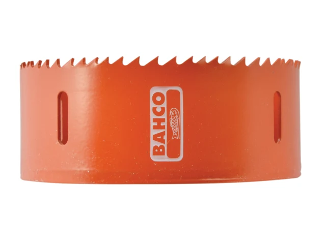 Orange hole saw with Bahco branding on a white background