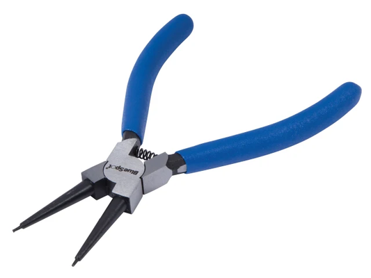 Pair of pliers with blue handles on a white background