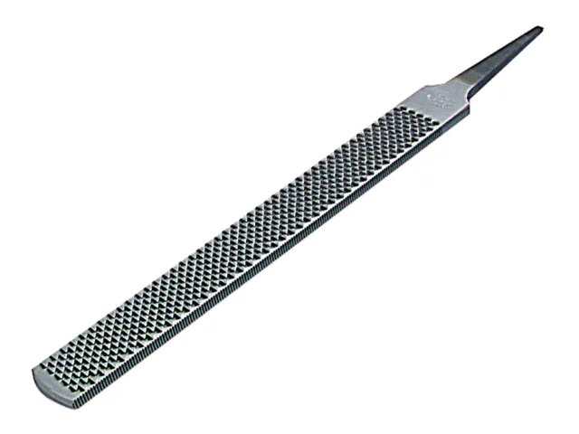 Metal file with textured surface on a white background