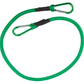 Green rope with carabiners on a white background