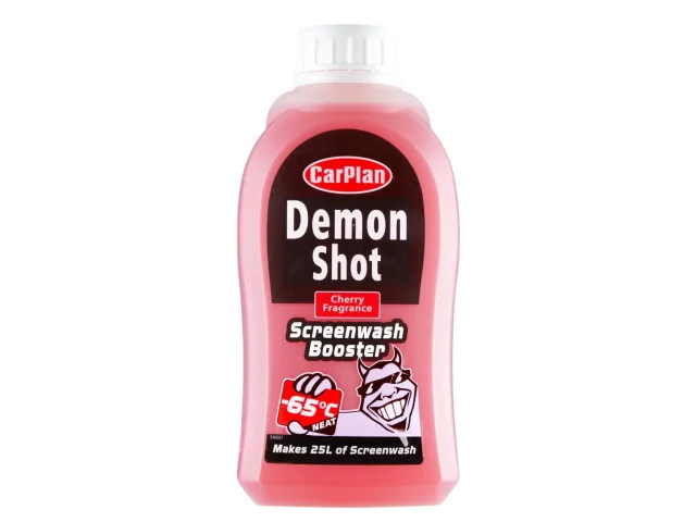 CarPlan Demon Shot screenwash booster bottle on a white background