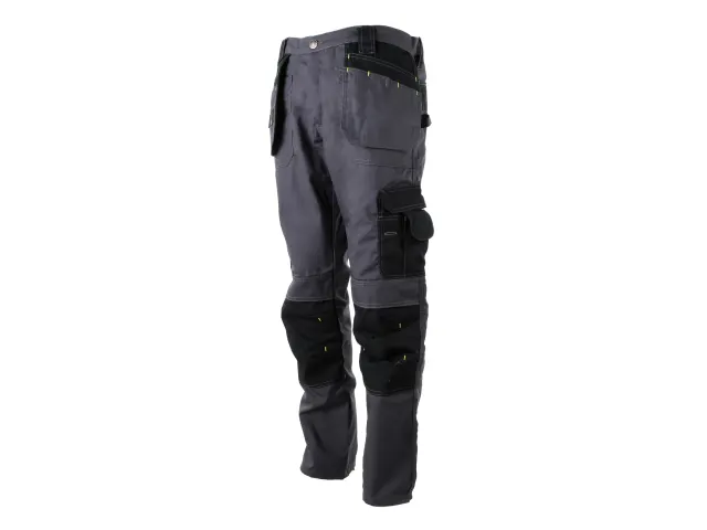 Black work pants with knee pads on a white background