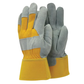 Pair of yellow and gray gloves on a white background