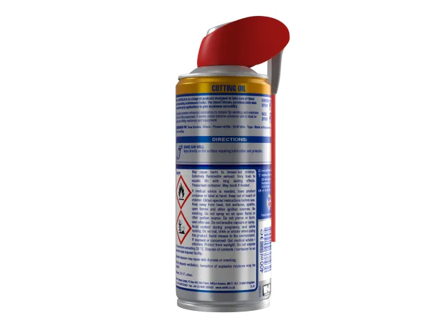 Spray can with red cap on a white background