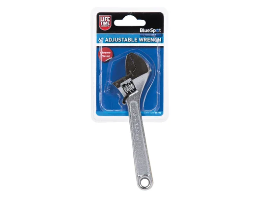 Adjustable wrench with packaging on a white background