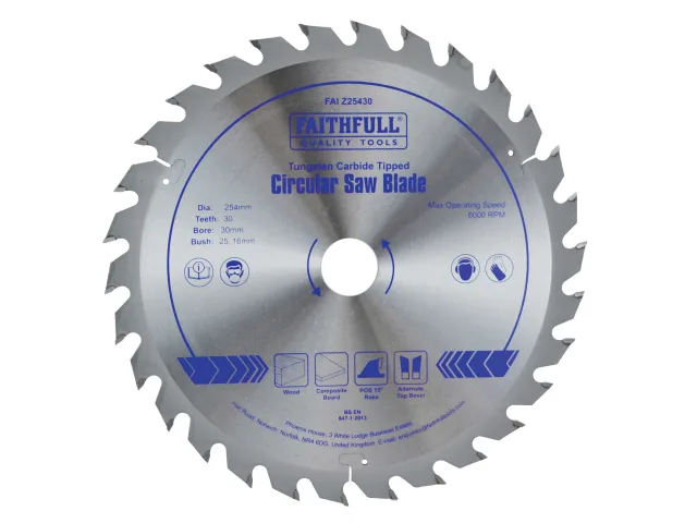 Circular saw blade with brand name on a white background
