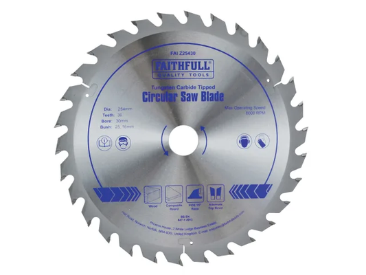 Circular saw blade with brand name on a white background