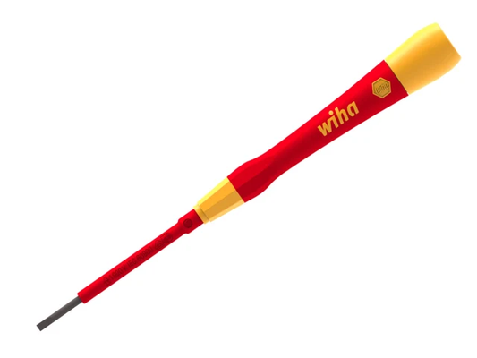 Red and yellow screwdriver with 'Wiha' branding on a white background