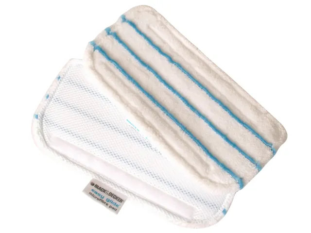 White cleaning pad with blue stripes on a white background