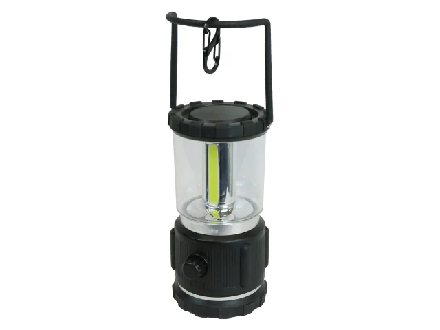 Black and clear camping lantern on a white background