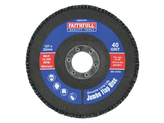 Flap disc with Faithfull branding on a white background