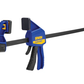 Blue clamping tool with black bar on a white background