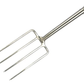 Metal garden fork with wooden handle on a white background