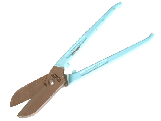 Pair of garden shears with blue handles on a white background
