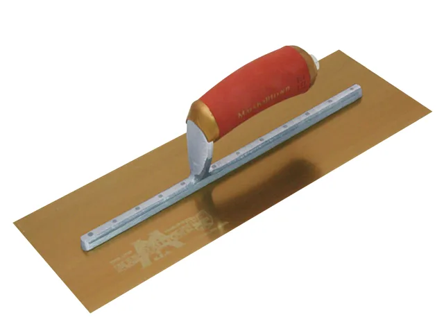 Plastering tool with red handle on a white background