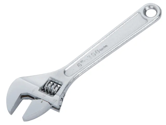 Adjustable wrench on a white background