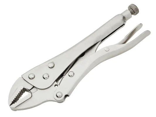 Locking pliers on a white background