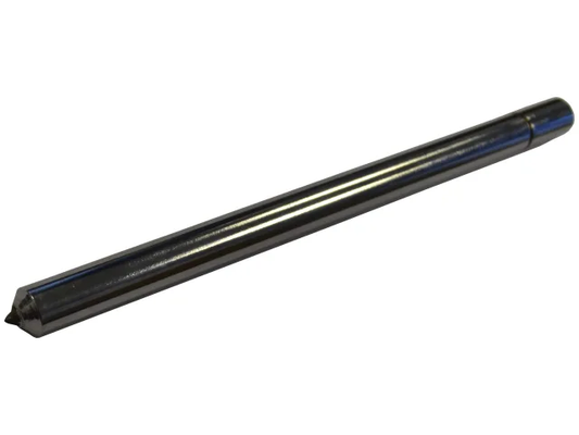 Black metal rod with blue accents on a white background