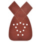 Red sandpaper sheet with holes on a white background