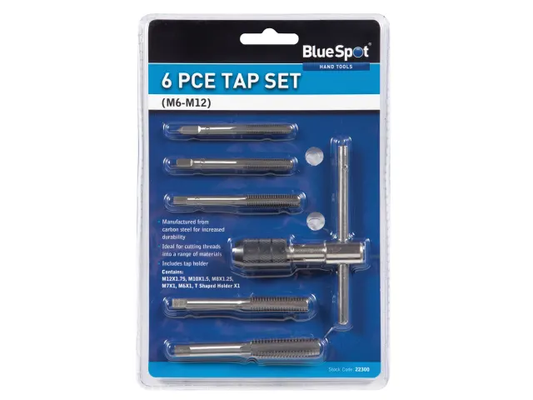 Blue Spot 6-piece tap set packaging on a white background